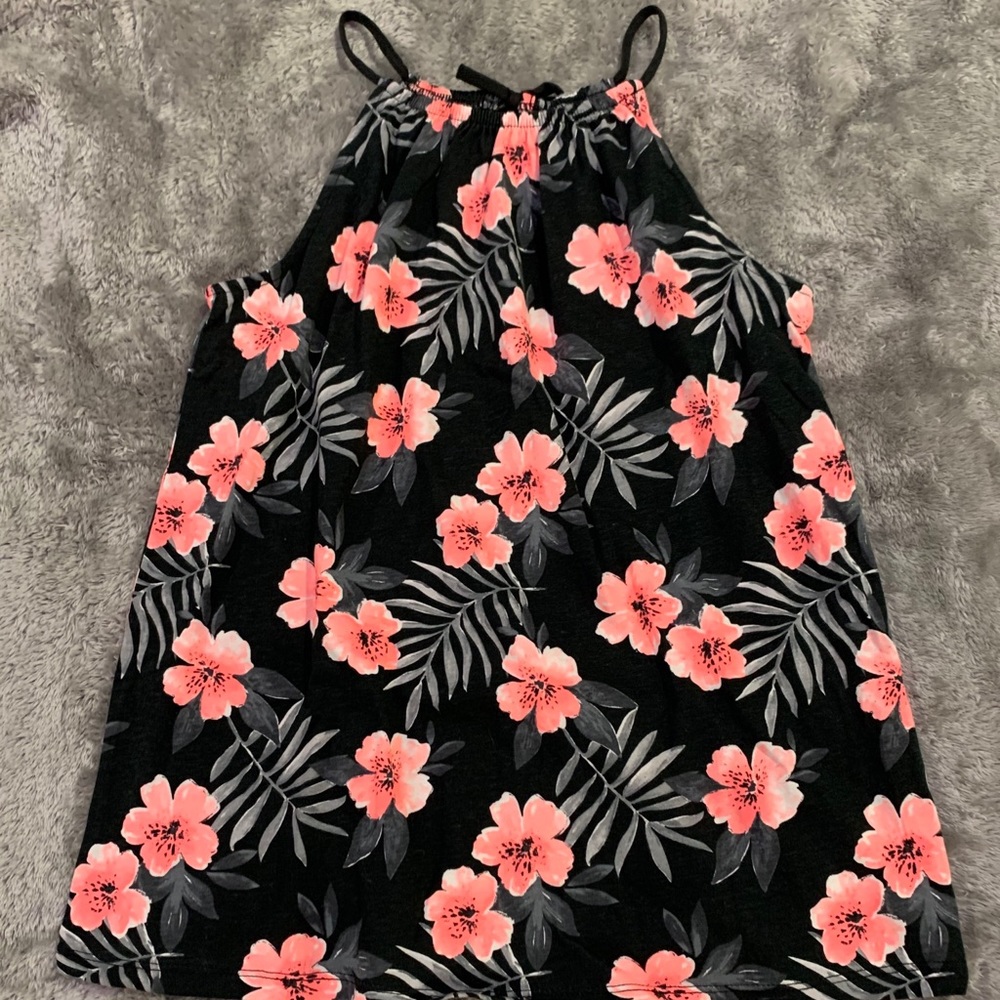 black and pick floral tank top